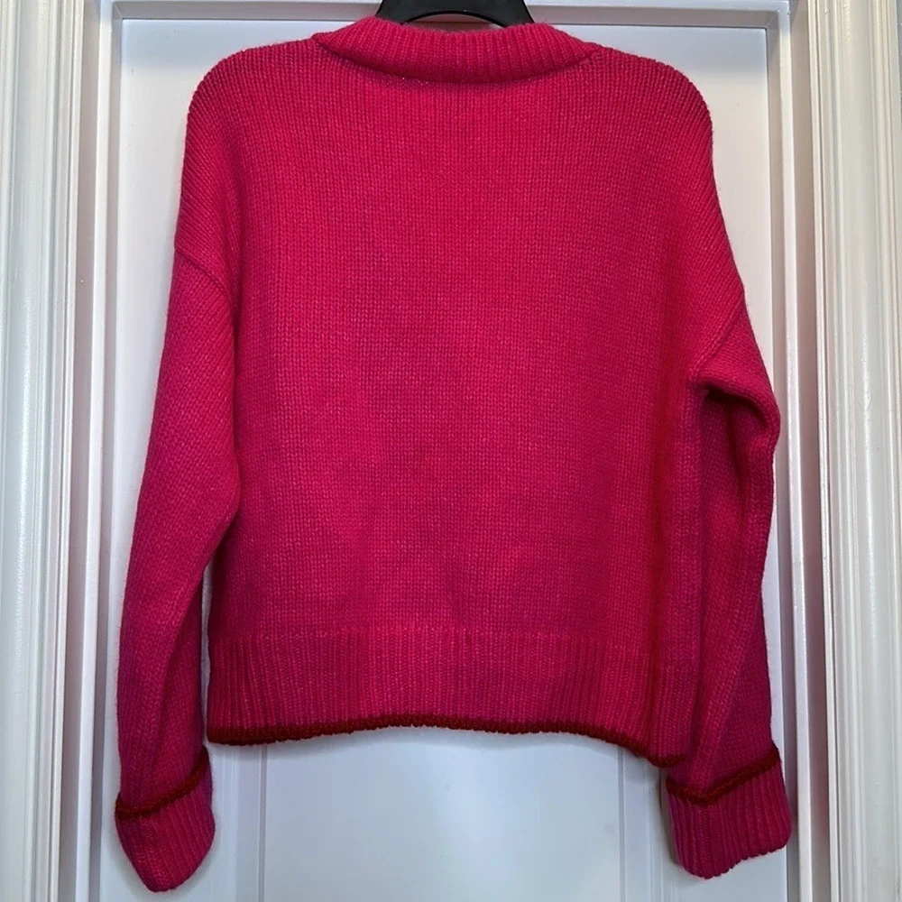 Kate Spade Tipped V Neck Sweater‎ color Pink Size XL NEW with TAGS!